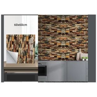 Set 10 x placi autoadezive pentru perete tip marmura , impermeabila , 60x60 cm maro 2