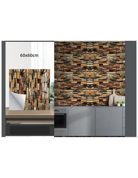 Set 10 x placi autoadezive pentru perete tip marmura , impermeabila , 60x60 cm maro