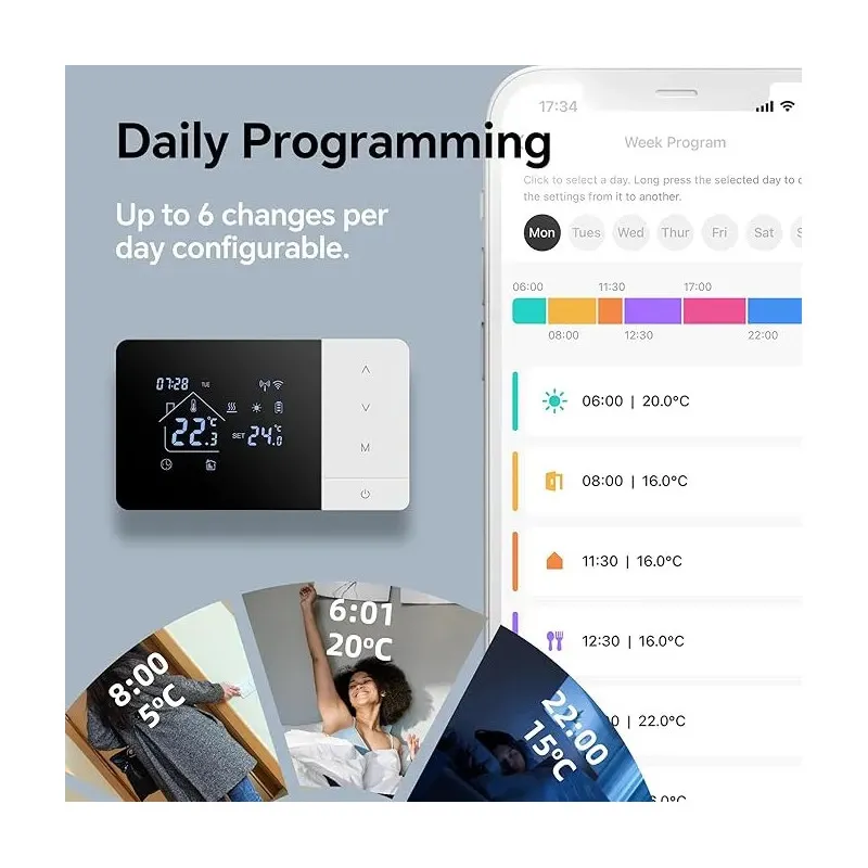 [RESIGILAT] Termostat inteligent BEOK CONTROLS BOT-W506-WIFI pentru sistem de boiler Tuya,Zegbee