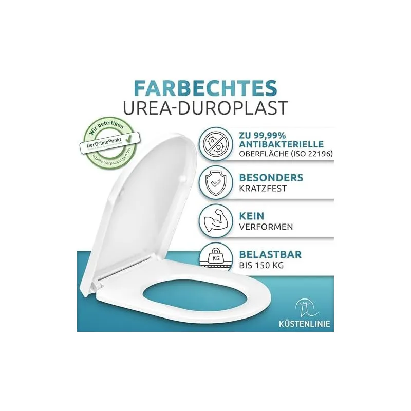 Capac WC Küstenlinie Soft-Close, Formă D, Antibacterial