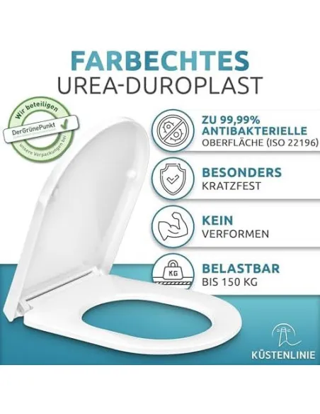 Capac WC Küstenlinie Soft-Close, Formă D, Antibacterial