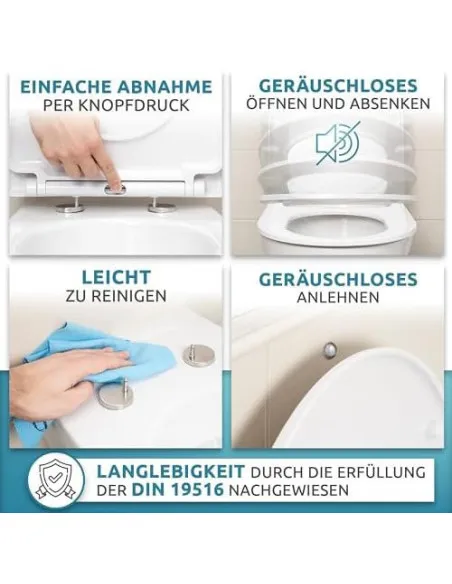 Capac WC Küstenlinie Soft-Close, Formă D, Antibacterial