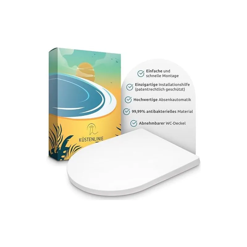 Capac WC Küstenlinie Soft-Close, Formă D, Antibacterial