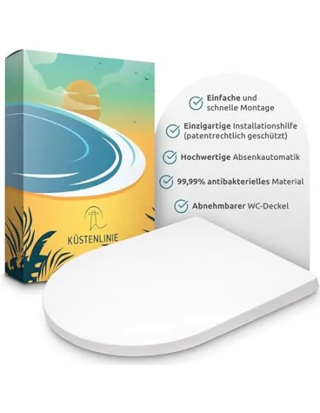 Capac WC Küstenlinie Soft-Close, Formă D, Antibacterial