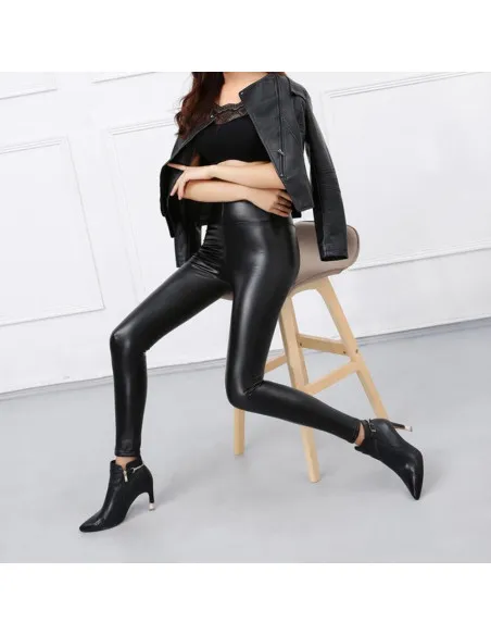 Colanti imitatie de piele negri