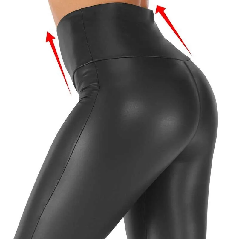 Colanti imitatie de piele negri