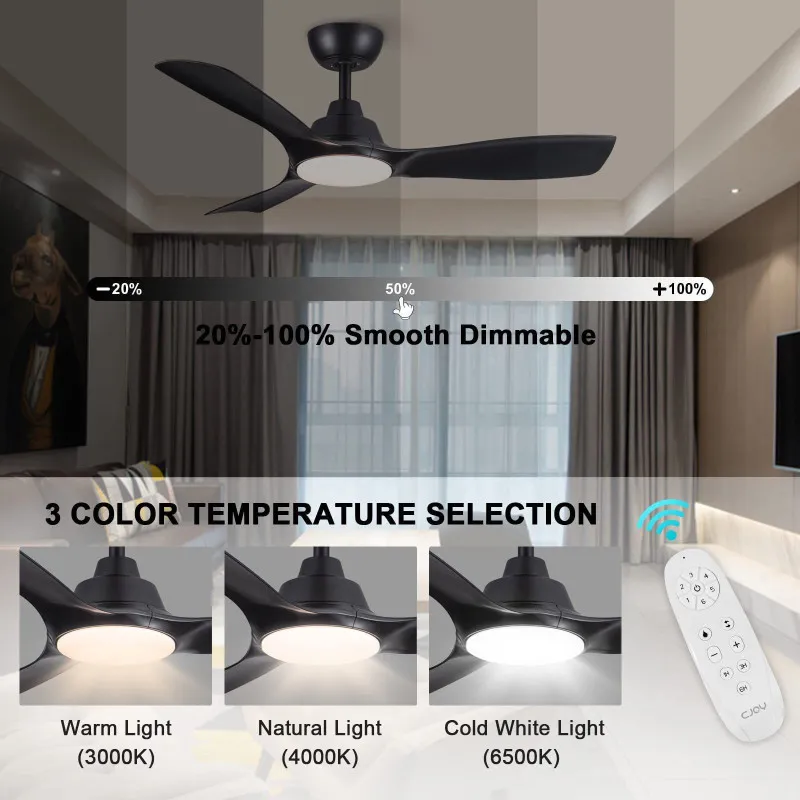 Ventilator Tavan CJOY cu Lumină și Telecomandă Ø107cm