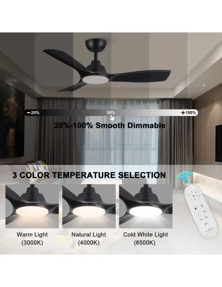 Ventilator Tavan CJOY cu Lumină și Telecomandă Ø107cm