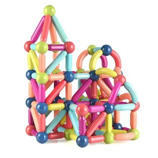 Magnetic Sticks 64 Piese – Jucărie Magnetică Educațională pentru Modele 3D 2