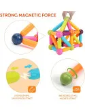 Magnetic Sticks 64 Piese – Jucărie Magnetică Educațională pentru Modele 3D