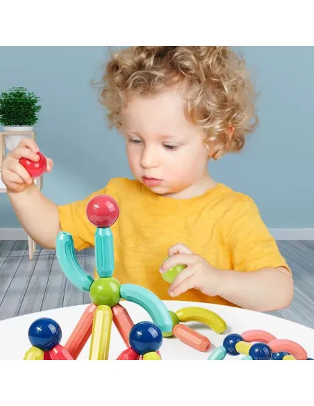 Magnetic Sticks 64 Piese – Jucărie Magnetică Educațională pentru Modele 3D