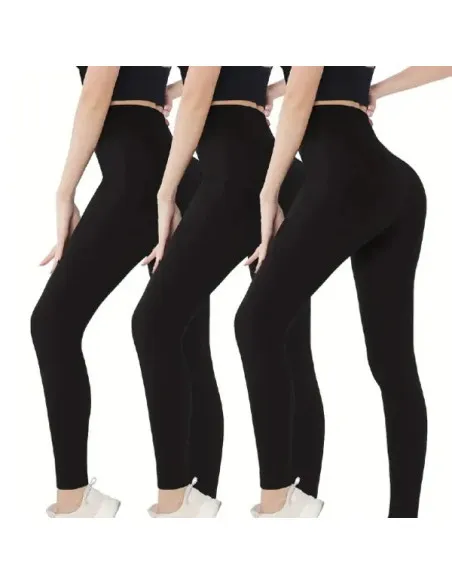 Set 3 colanți călduroși vătuiți, 380 DEN, mărime universală, negru