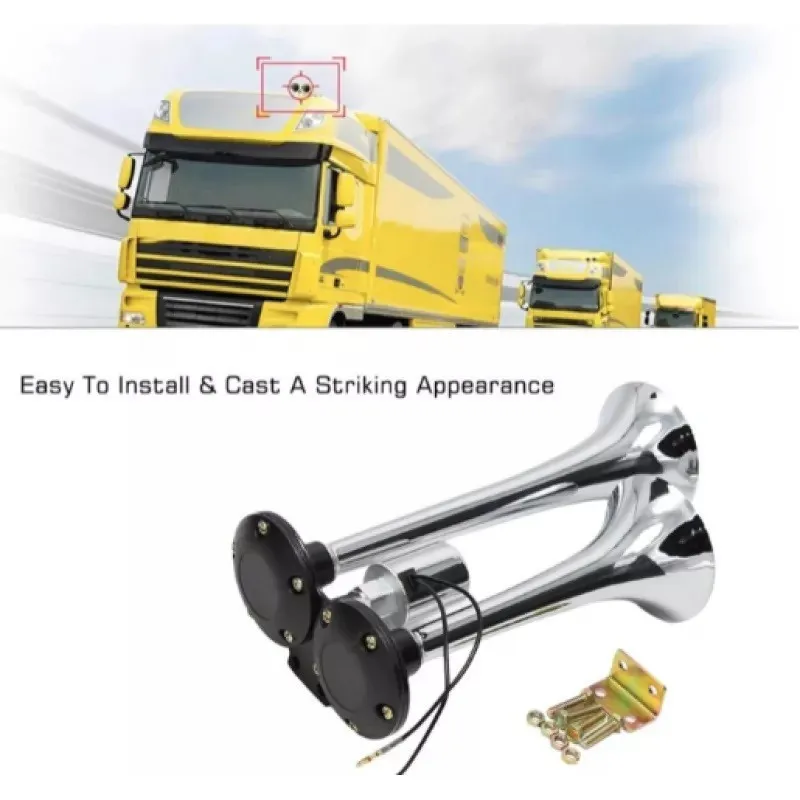 Claxon auto Camion cu 2 goarne 12V, electrovalva