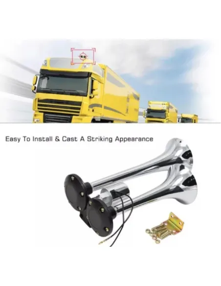 Claxon auto Camion cu 2 goarne 12V, electrovalva