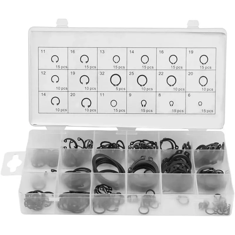 Set 225 sigurante tip inel Seeger pentru interior și exterior – 18 dimensiuni