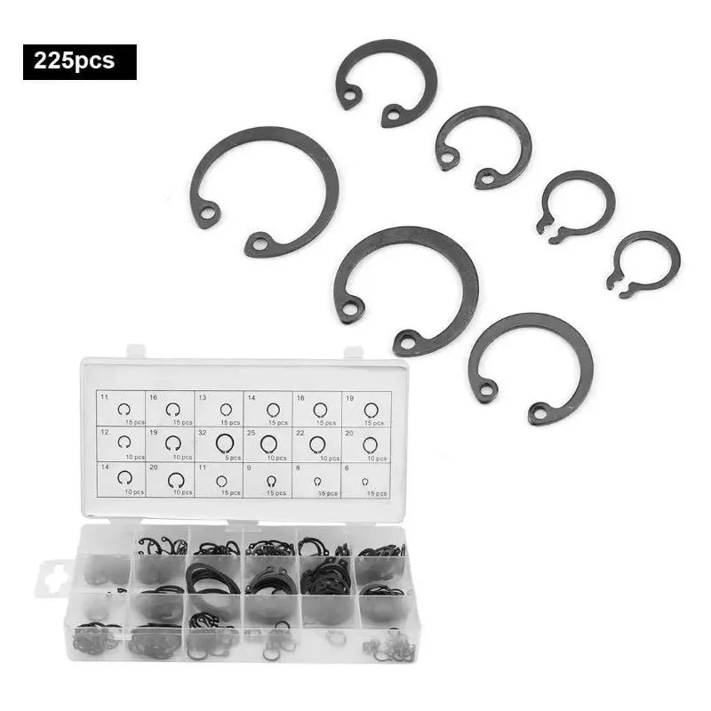 Set 225 sigurante tip inel Seeger pentru interior și exterior – 18 dimensiuni