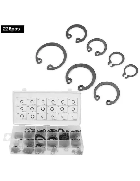 Set 225 sigurante tip inel Seeger pentru interior și exterior – 18 dimensiuni