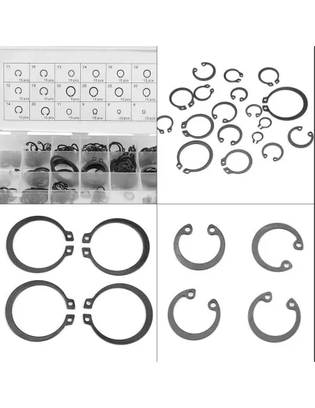 Set 225 sigurante tip inel Seeger pentru interior și exterior – 18 dimensiuni