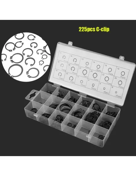 Set 225 sigurante tip inel Seeger pentru interior și exterior – 18 dimensiuni