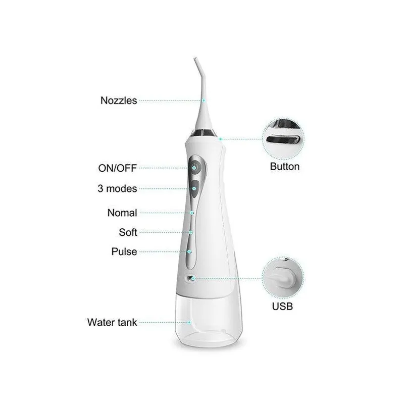 Irigator bucal portabil, 3 moduri de lucru, 1800 mAh, 230 ml