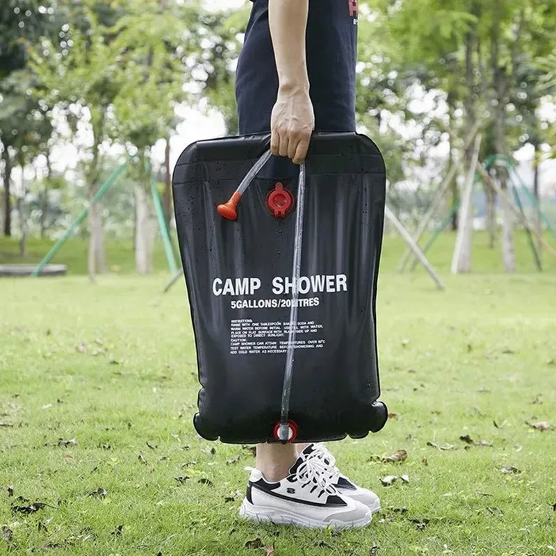 Dus portabil pentru camping, capacitate 20L, cu supapa si maner
