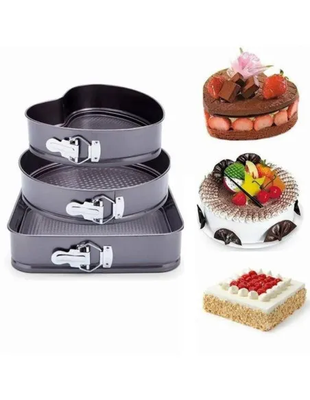 Set 3 forme pentru prajituri - forma rotunda, patrata si inima