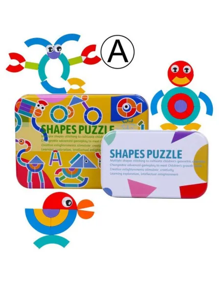 Shapes Puzzle educativ din lemn cu 36 piese din