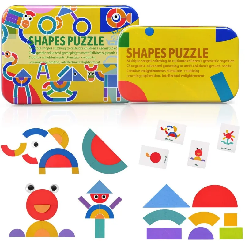 Shapes Puzzle educativ din lemn cu 36 piese din
