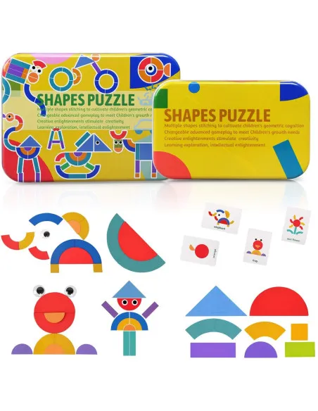Shapes Puzzle educativ din lemn cu 36 piese din
