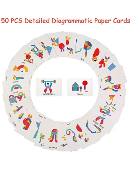 Shapes Puzzle educativ din lemn cu 36 piese din