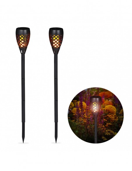 Lampa solara tip torta cu efect flacara, varianta mare 78cm