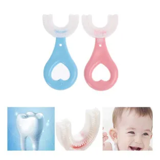 Set 2 x Periuta de dinti circulara pentru copii, din silicon, U- shape