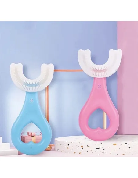 Set 2 x Periuta de dinti circulara pentru copii, din silicon, U- shape