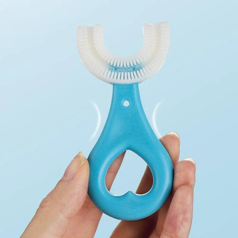 Set 2 x Periuta de dinti circulara pentru copii, din silicon, U- shape