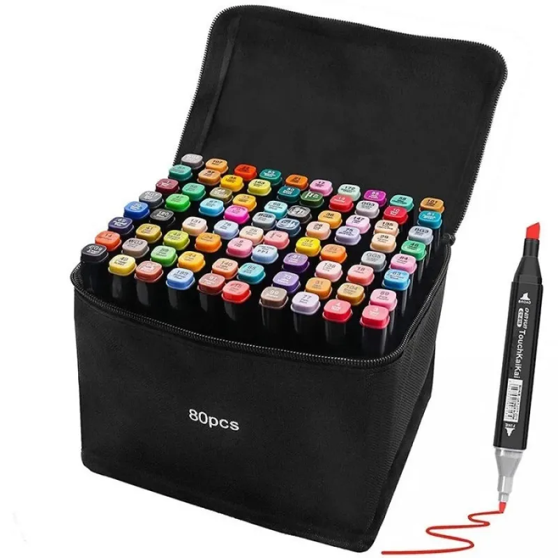 Set 80 markere colorate + geantă compactă – creativitate instant