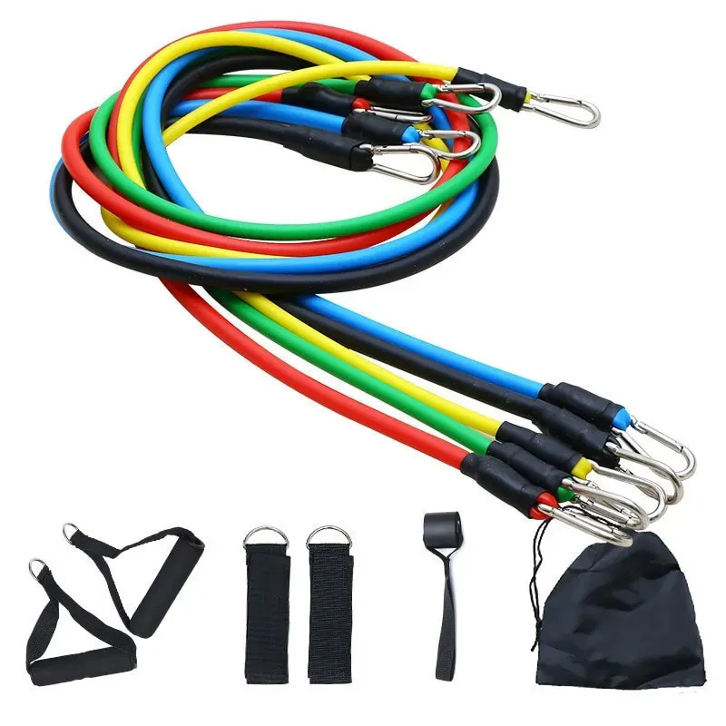 Set Benzi Elastice din Latex, 11 Piese, Rezistențe Multiple, 122 cm, Fitness, Yoga, Pilates, Recuperare