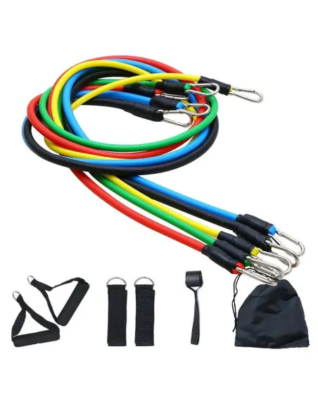Set Benzi Elastice din Latex, 11 Piese, Rezistențe Multiple, 122 cm, Fitness, Yoga, Pilates, Recuperare