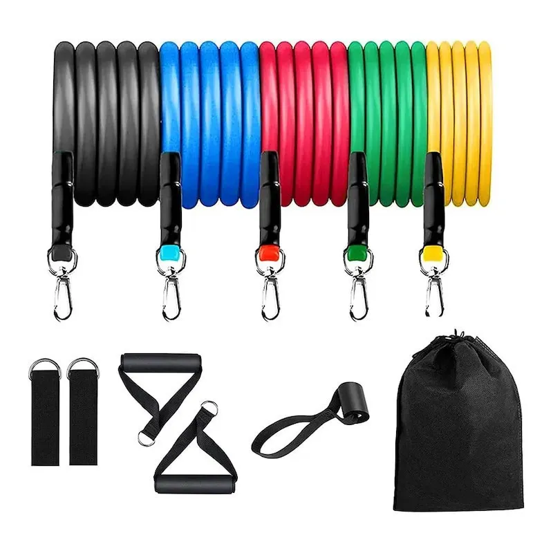 Set Benzi Elastice din Latex, 11 Piese, Rezistențe Multiple, 122 cm, Fitness, Yoga, Pilates, Recuperare