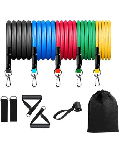 Set Benzi Elastice din Latex, 11 Piese, Rezistențe Multiple, 122 cm, Fitness, Yoga, Pilates, Recuperare
