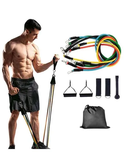 Set Benzi Elastice din Latex, 11 Piese, Rezistențe Multiple, 122 cm, Fitness, Yoga, Pilates, Recuperare