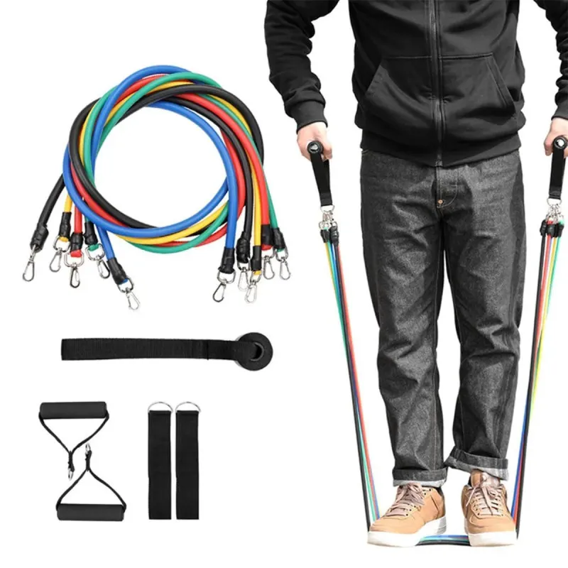 Set Benzi Elastice din Latex, 11 Piese, Rezistențe Multiple, 122 cm, Fitness, Yoga, Pilates, Recuperare