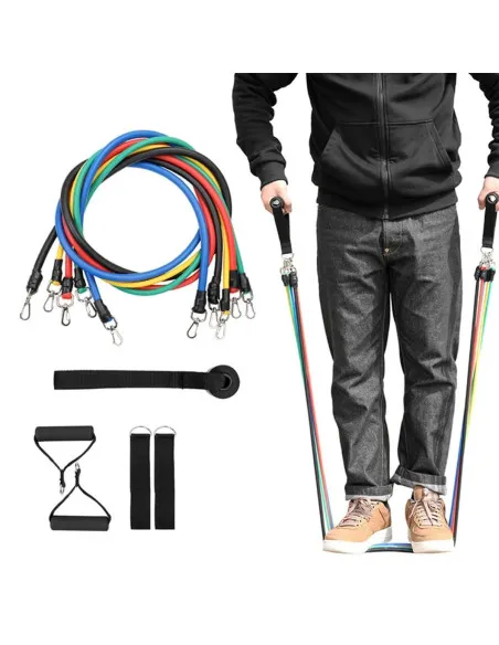 Set Benzi Elastice din Latex, 11 Piese, Rezistențe Multiple, 122 cm, Fitness, Yoga, Pilates, Recuperare