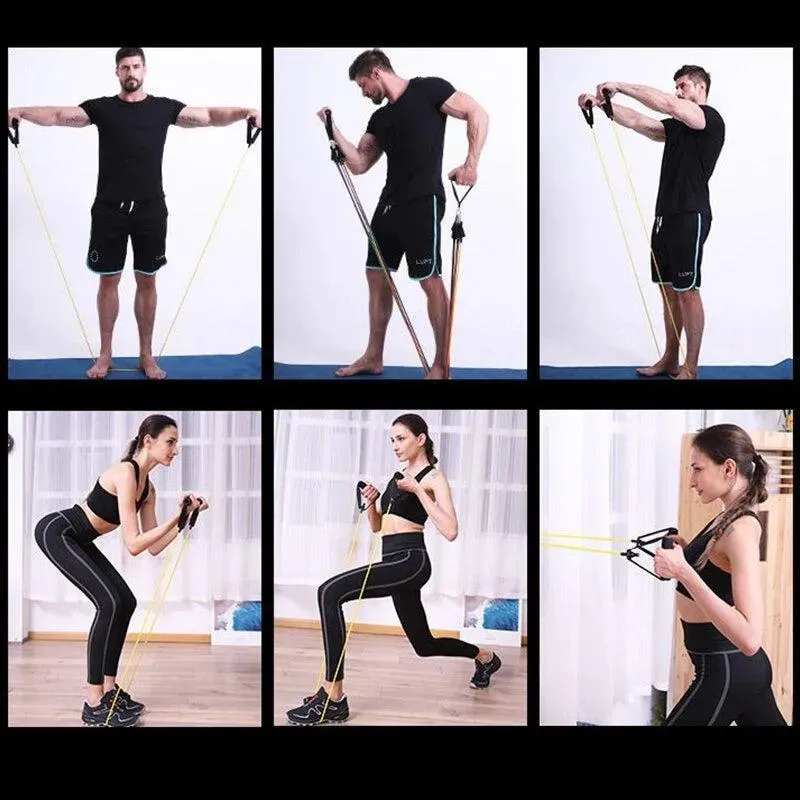 Set Benzi Elastice din Latex, 11 Piese, Rezistențe Multiple, 122 cm, Fitness, Yoga, Pilates, Recuperare