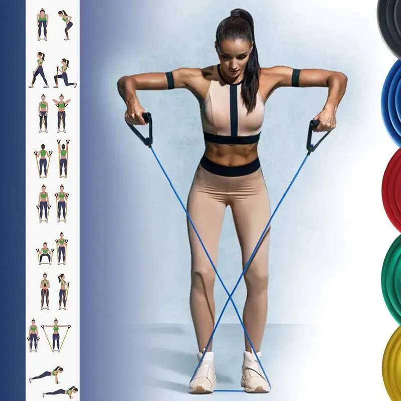 Set Benzi Elastice din Latex, 11 Piese, Rezistențe Multiple, 122 cm, Fitness, Yoga, Pilates, Recuperare