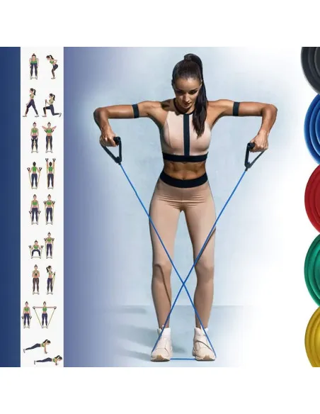 Set Benzi Elastice din Latex, 11 Piese, Rezistențe Multiple, 122 cm, Fitness, Yoga, Pilates, Recuperare