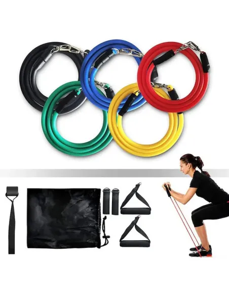 Set Benzi Elastice din Latex, 11 Piese, Rezistențe Multiple, 122 cm, Fitness, Yoga, Pilates, Recuperare