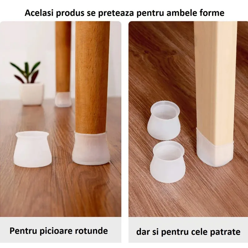 Set 8 protectii din silicon pentru picioare scaun