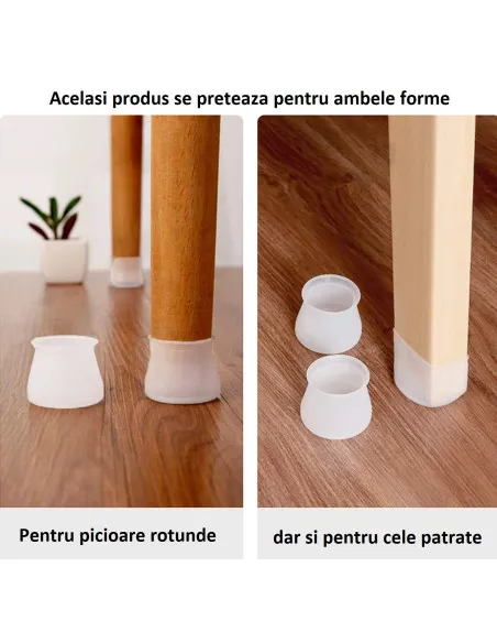 Set 8 protectii din silicon pentru picioare scaun