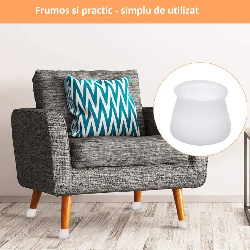 Set 8 protectii din silicon pentru picioare scaun