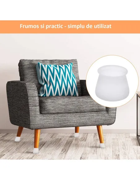 Set 8 protectii din silicon pentru picioare scaun
